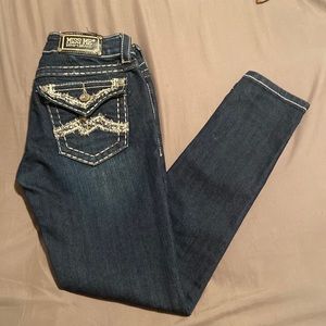 Miss Me Bling Pocket Dark Denim Skinny Jeans